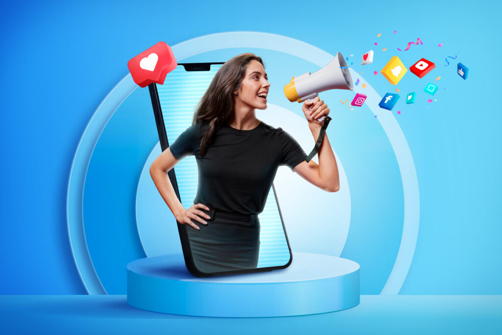 medium shot woman influencer marketing