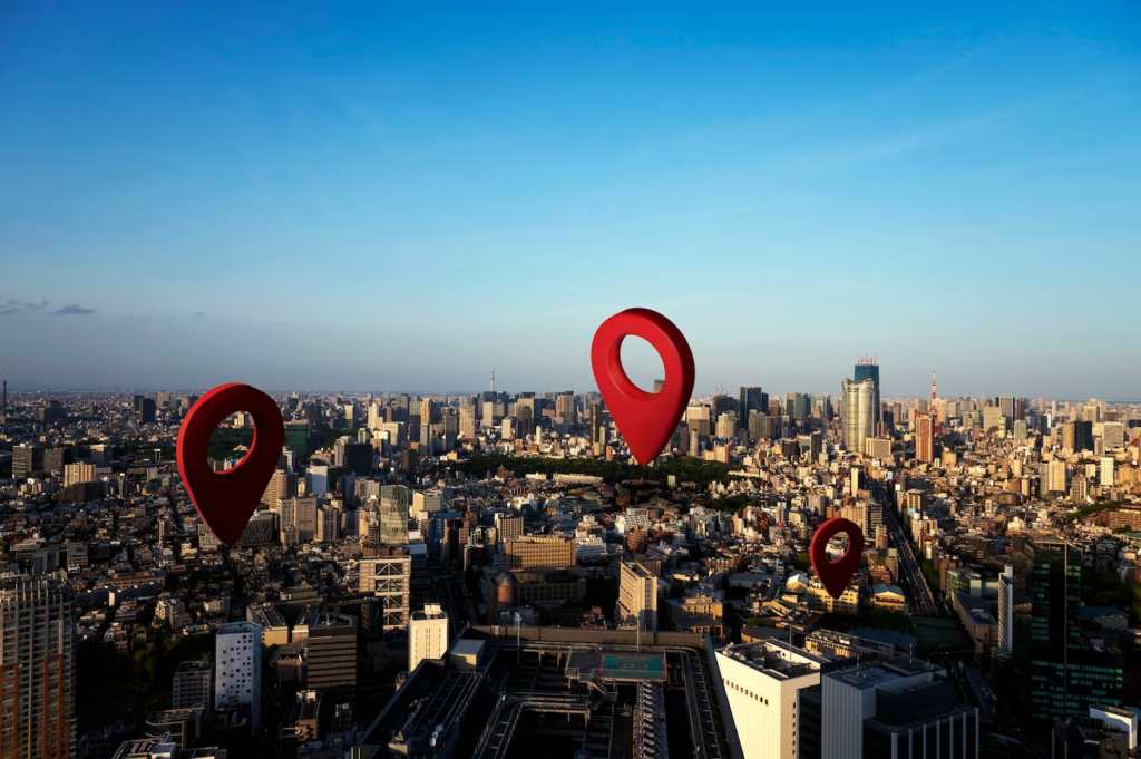 location symbol with landscape background 23 2149906273