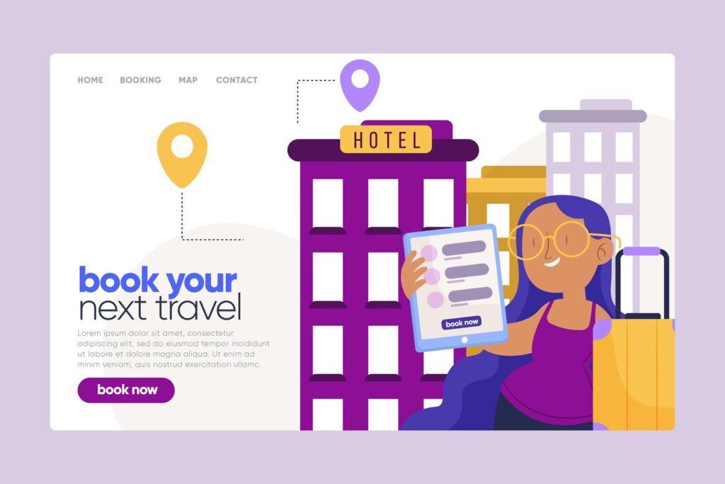 illustrated flat hotel landing page 23 2148905910
